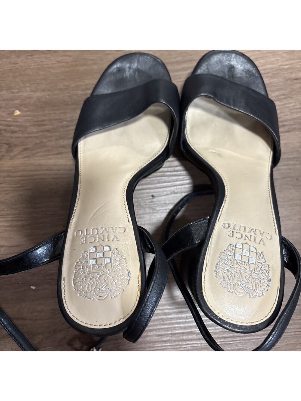 Vince Camuto Ankle Strap Sandal Size 7 Women Black Shoes Heels